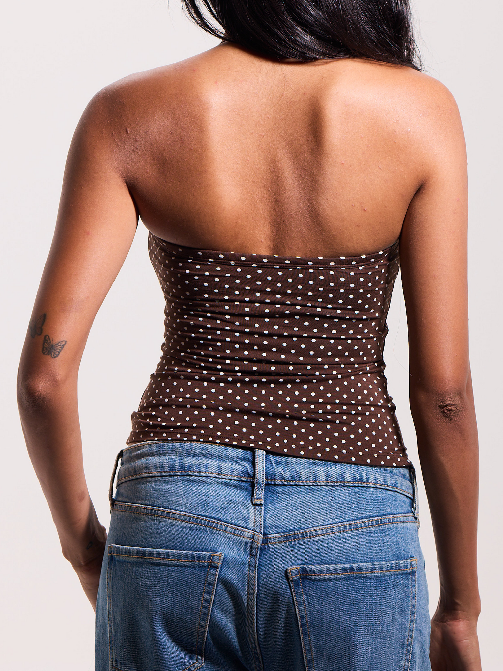 --Brown and White Polka Dot