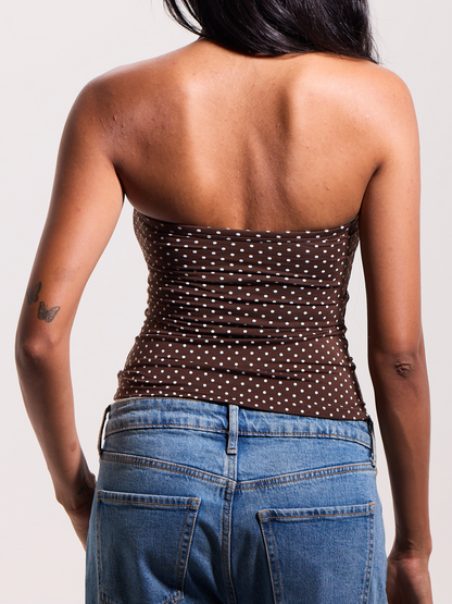 --Brown and White Polka Dot
