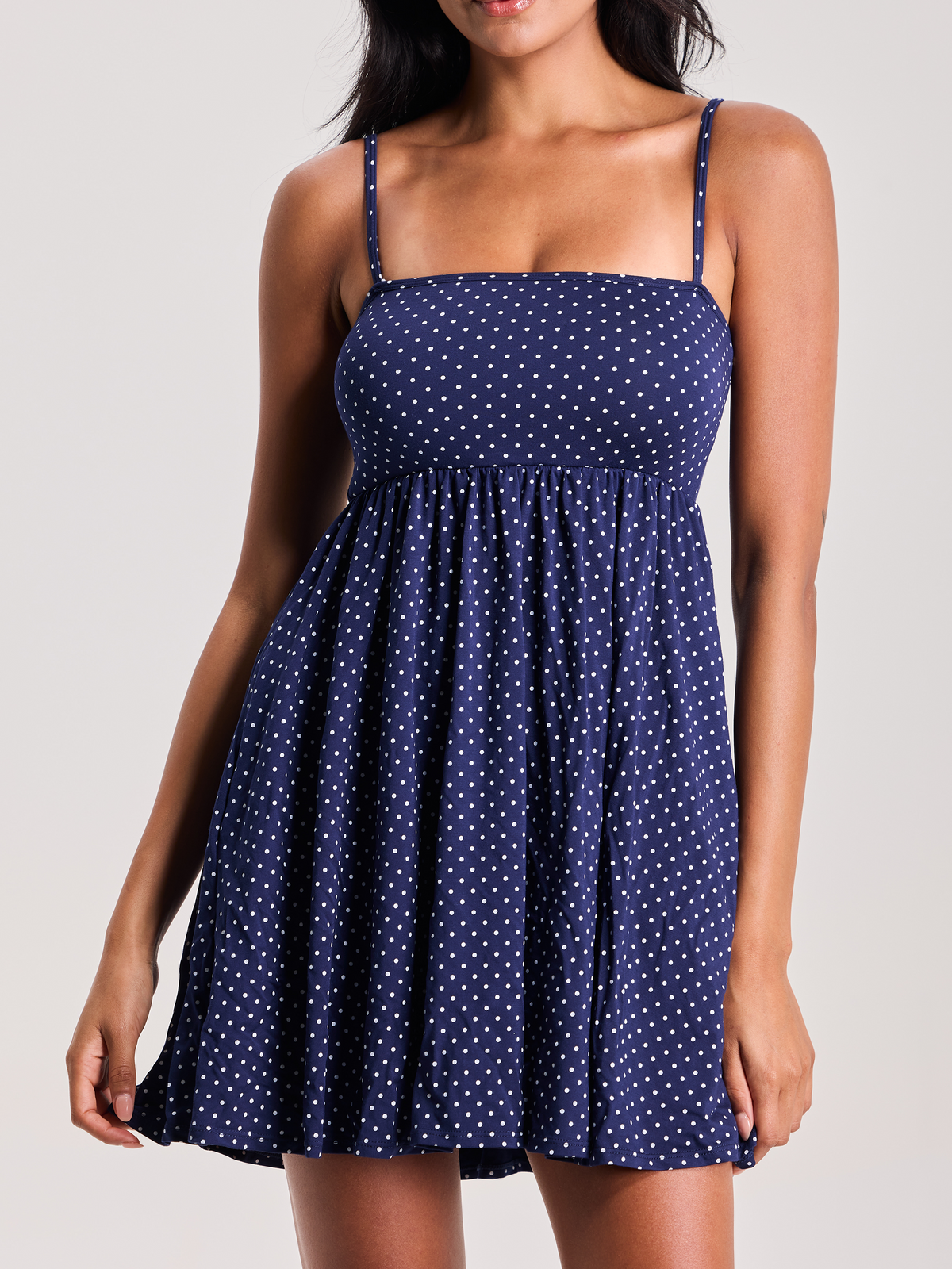 --Navy and White Polka Dot