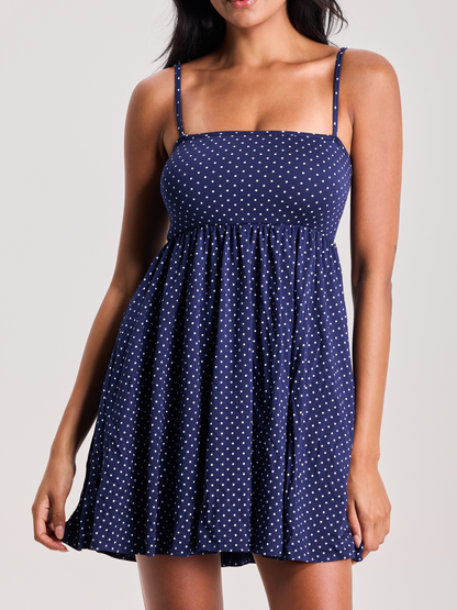 --Navy and White Polka Dot