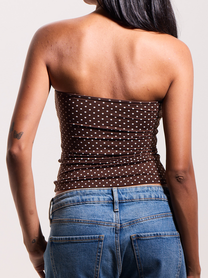 --Brown and White Polka Dot