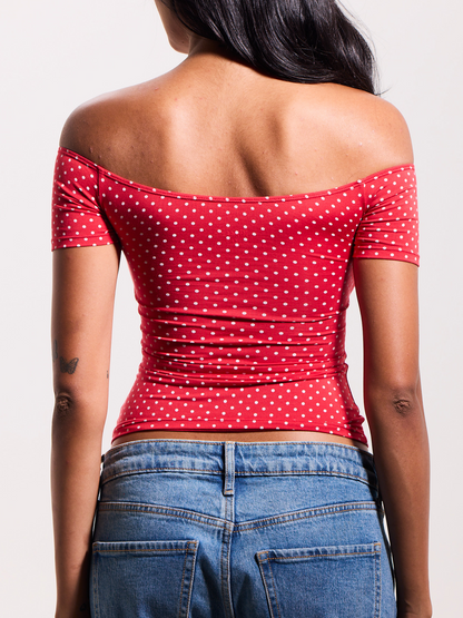 --Red and White Polka Dot