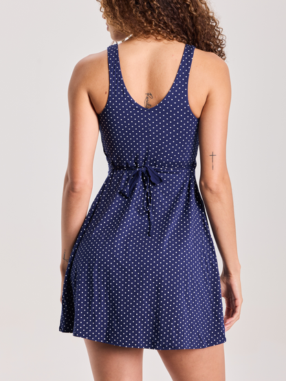 --Navy and White Polka Dot