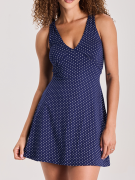 --Navy and White Polka Dot