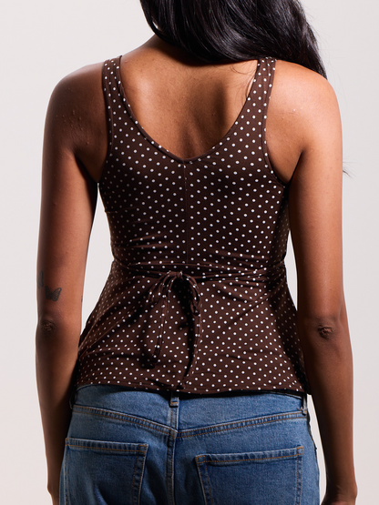 --Brown and White Polka Dot
